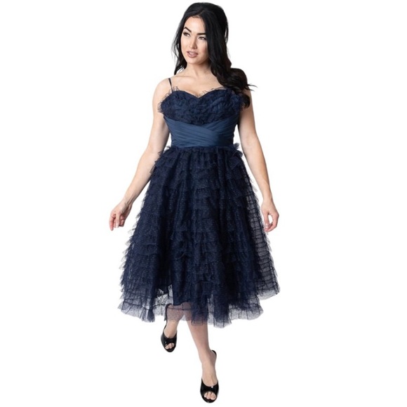 Tulle Cupcake Swing Dress - Navy Blue - Picture 2 of 7